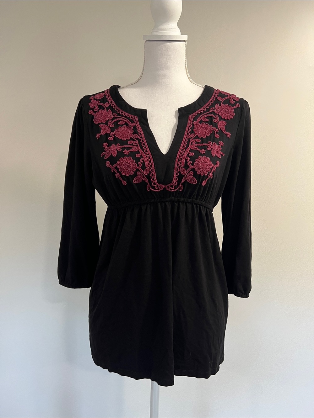 INC International Concepts Boho Embroidered Top, Sz M